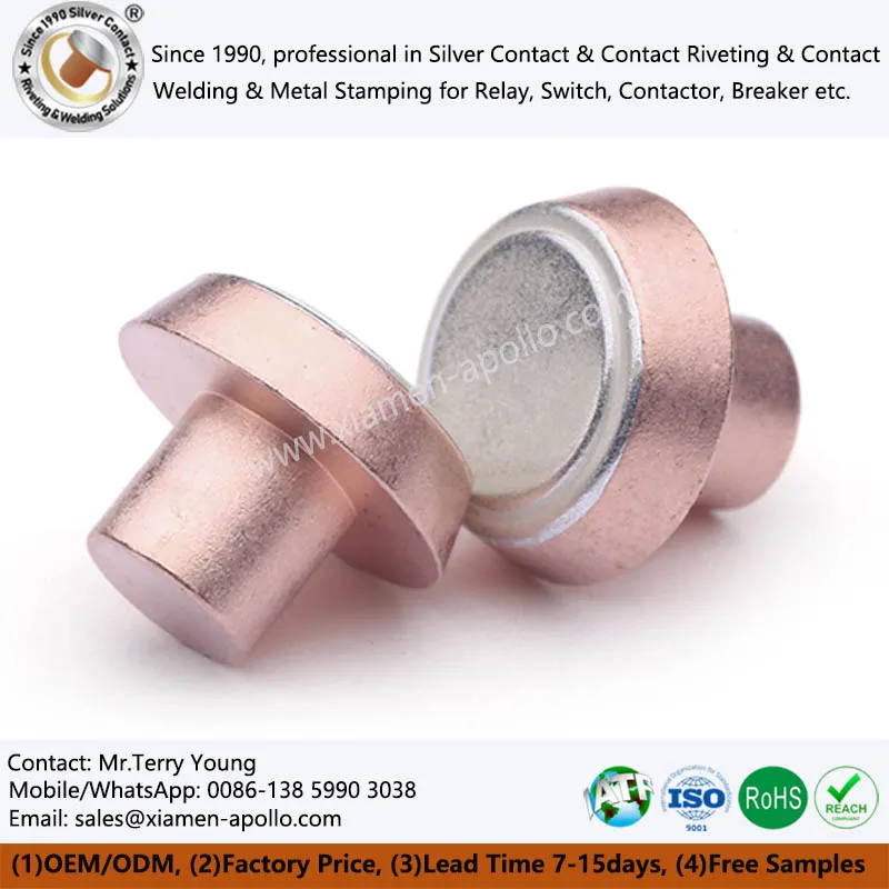 चुंबकीय लेचिंग रिले के लिए द्विधातु संपर्क rivets